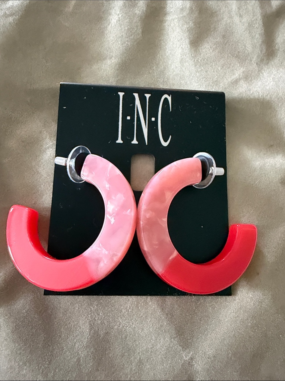 INC Hot Pink Hoop Earrings New